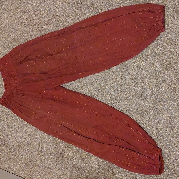 Gold Pinstripe Harem Pants - Picture 2 of 3